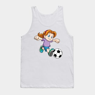 Girl as Soccer player with Soccer ball Tank Top